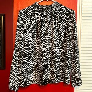 J. Crew long sleeve blouse Turtle neck size S small top shirt black white